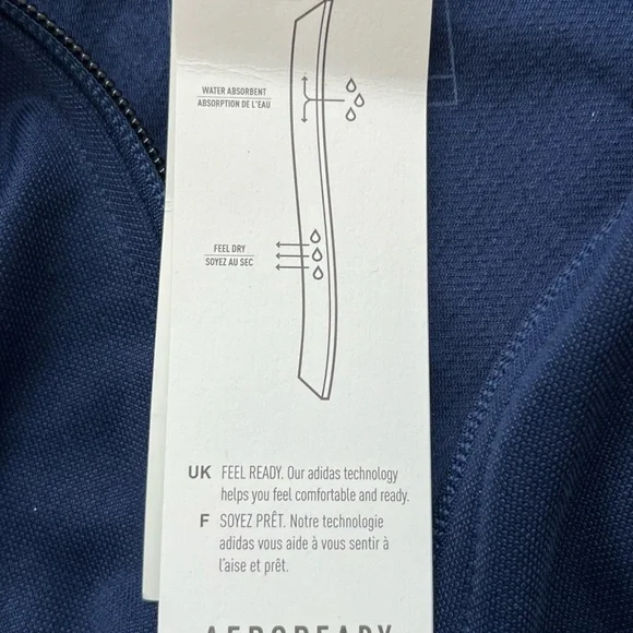 NWT-Adidas AEROREADY Youth Track Jacket Navy Blue Full Zip 13-14 / 164 - Picture 9 of 11